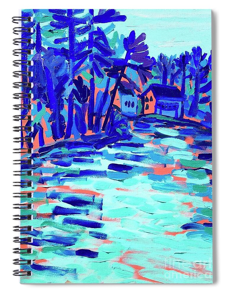Massapoag Lake Spiral Notebook featuring the painting Massapoag Autumn by Debra Bretton Robinson