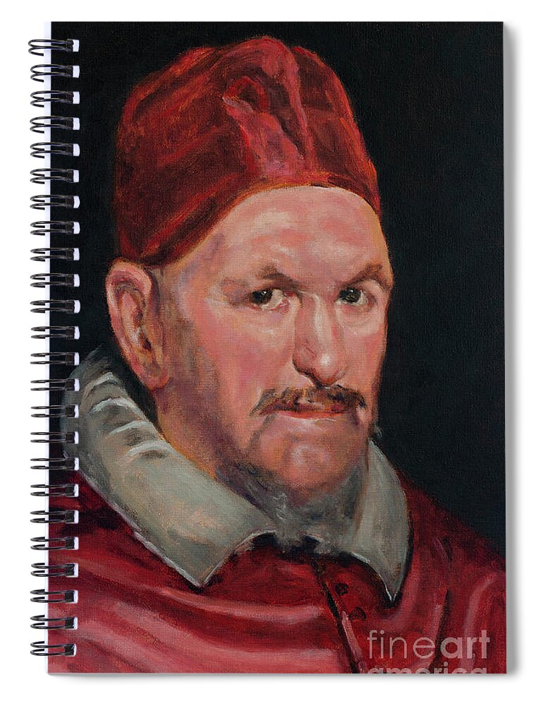  Spiral Notebook featuring the painting Master Copy of Detail of Portrait of Pope Innocent X by Diego Velazquez by Pablo Avanzini