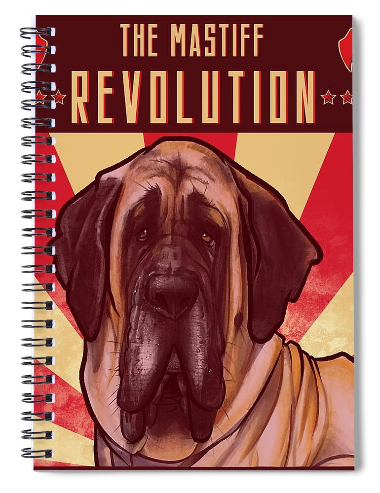 Mastiff Spiral Notebook featuring the drawing Mastiff REVOLUTION by John LaFree