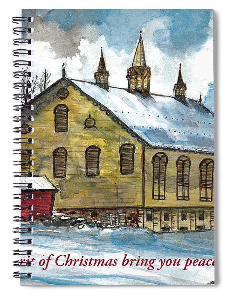  Spiral Notebook featuring the mixed media May the True Spirit of Christmas Bring You Peace by Eileen Backman