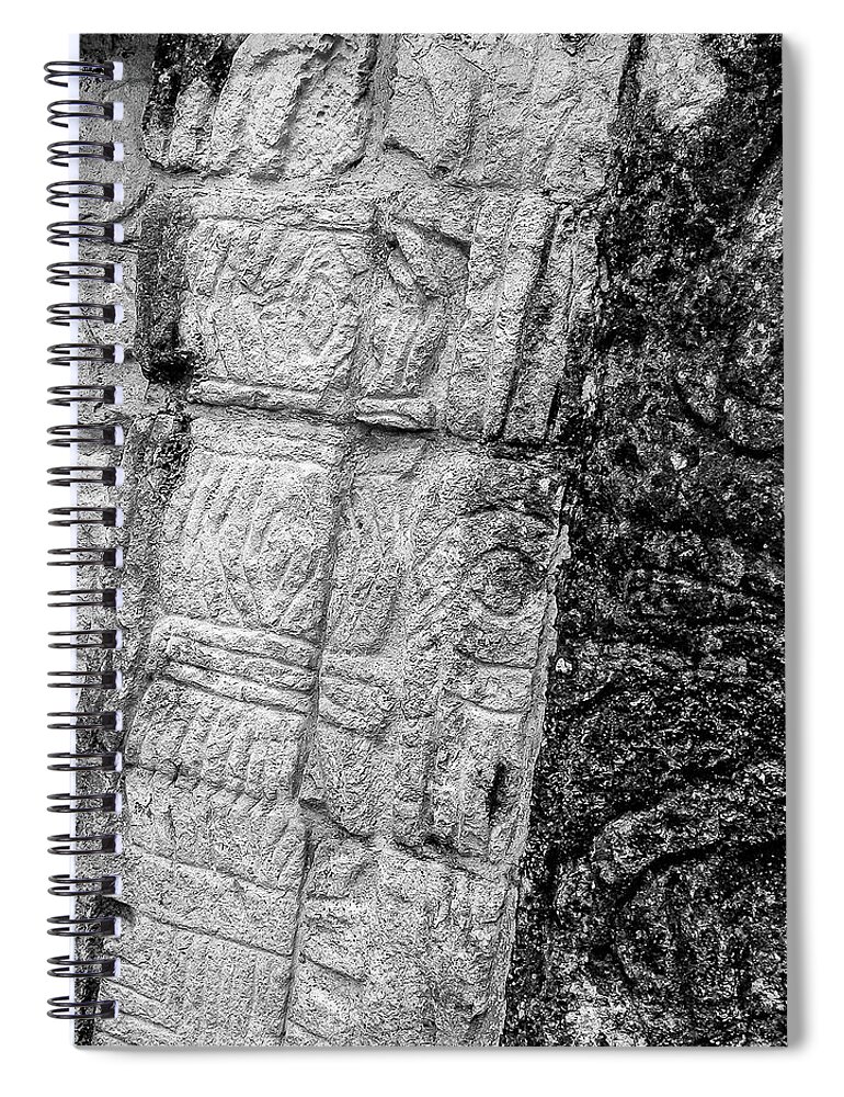 Mayan Spiral Notebook featuring the photograph Mayan Wall Carvings - Chichen Itza by Frank Mari