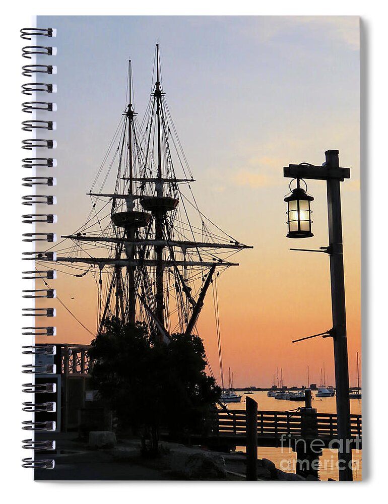 Mayflower Ii Spiral Notebook featuring the photograph Mayflower II at dawn by Janice Drew