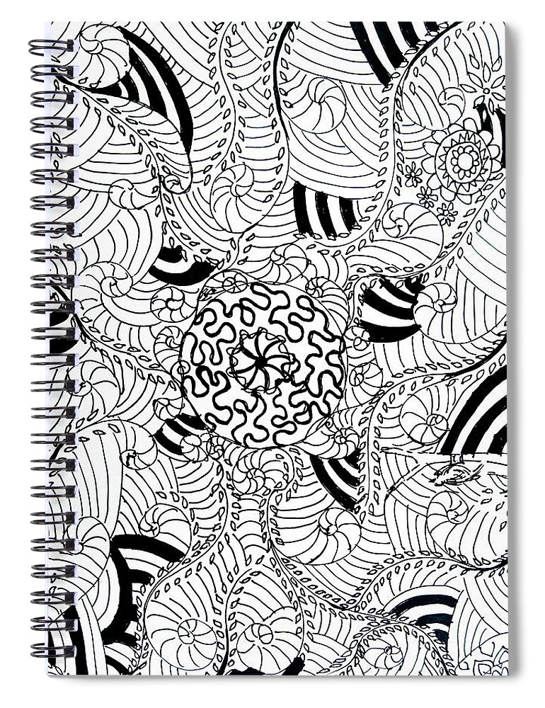 Doodle Spiral Notebook featuring the drawing Maze doodle by Faa shie