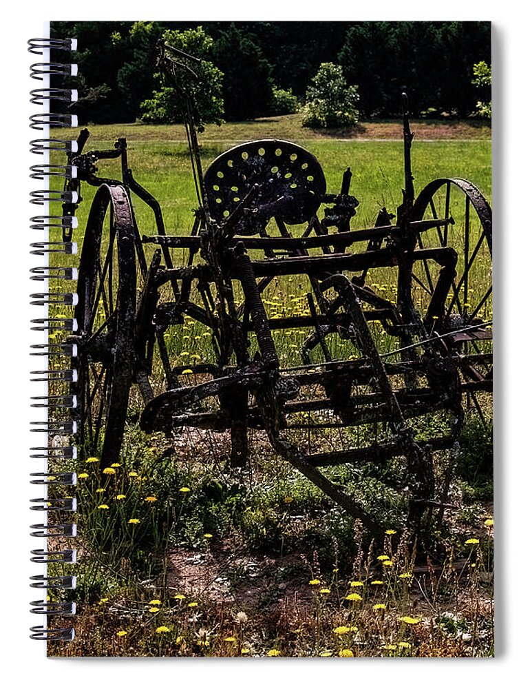 Mccormick Deering Horse Drawn Cultivator Spiral Notebook featuring the photograph McCormick Deering Horse drawn cultivator by Flees Photos