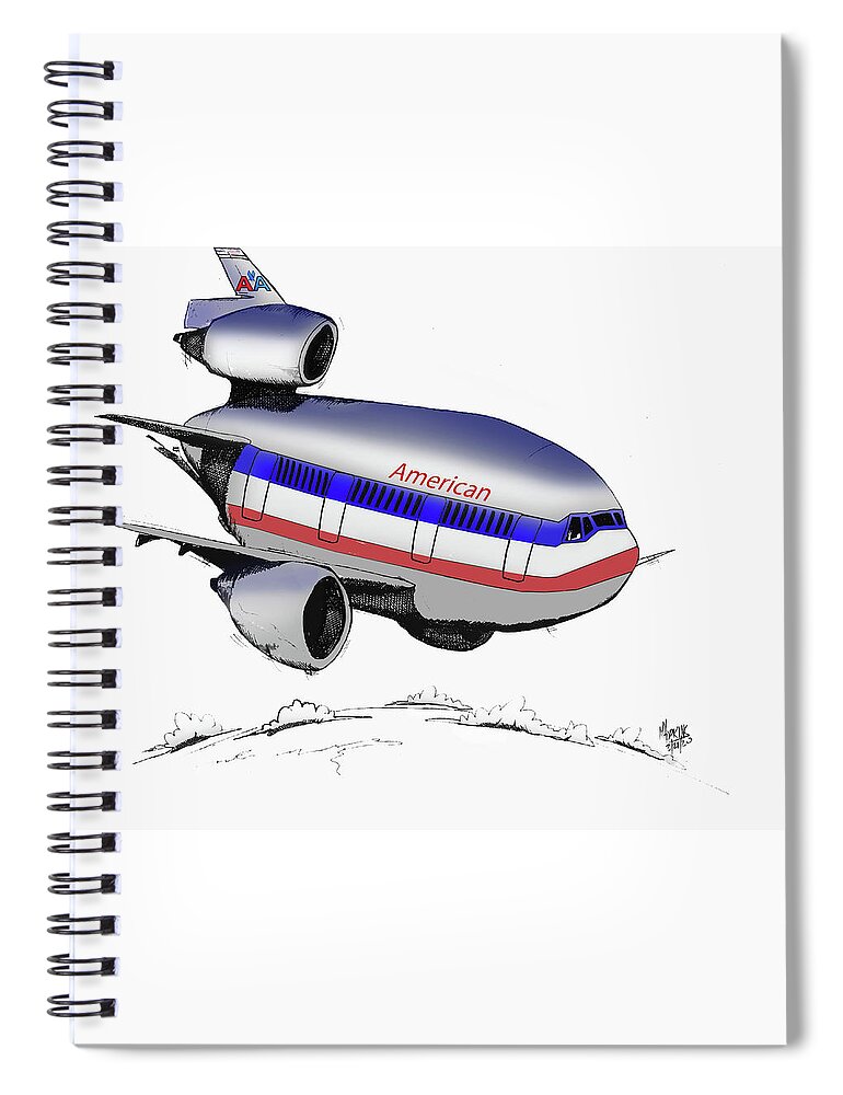 Mcdonnell Spiral Notebook featuring the drawing McDonnell Douglas DC-10 by Michael Hopkins
