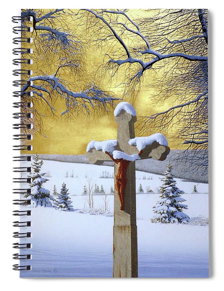 Cross Spiral Notebook featuring the painting Mea Culpa by Conrad Mieschke