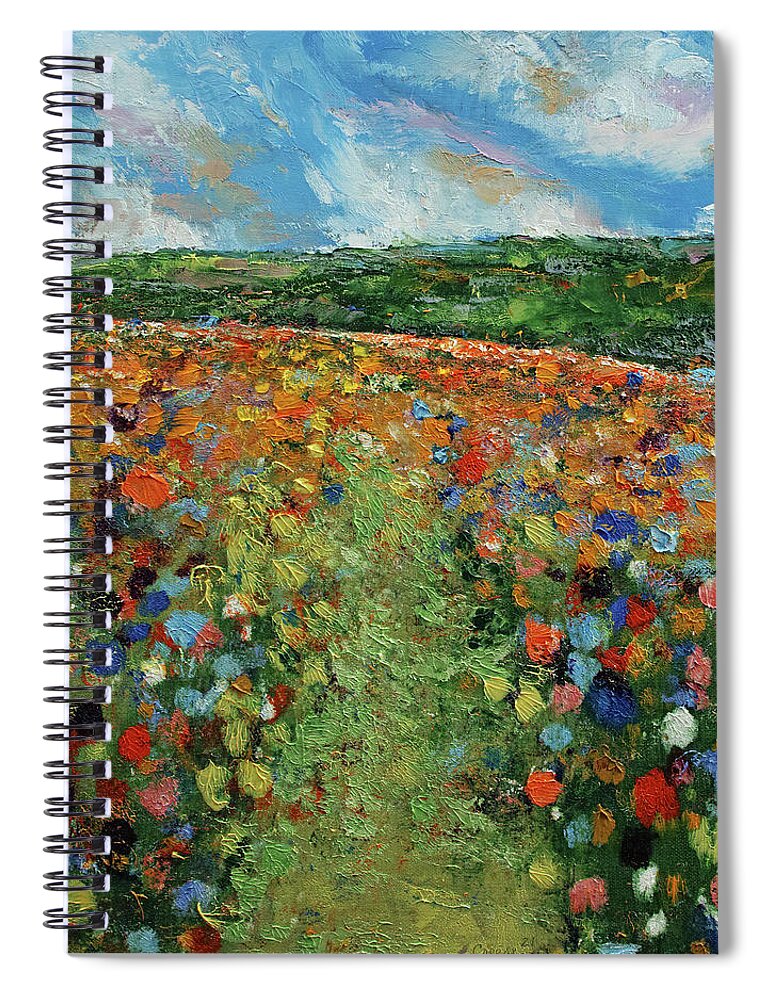 Flowers Spiral Notebook featuring the painting Meadow with Wildflowers by Michael Creese