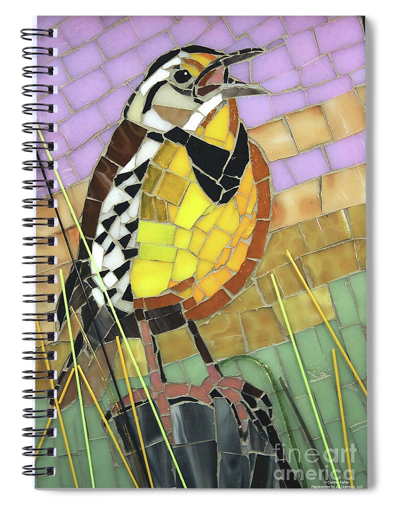 Cynthie Fisher Spiral Notebook featuring the painting Meadowlark Glass Mosaic by Cynthie Fisher