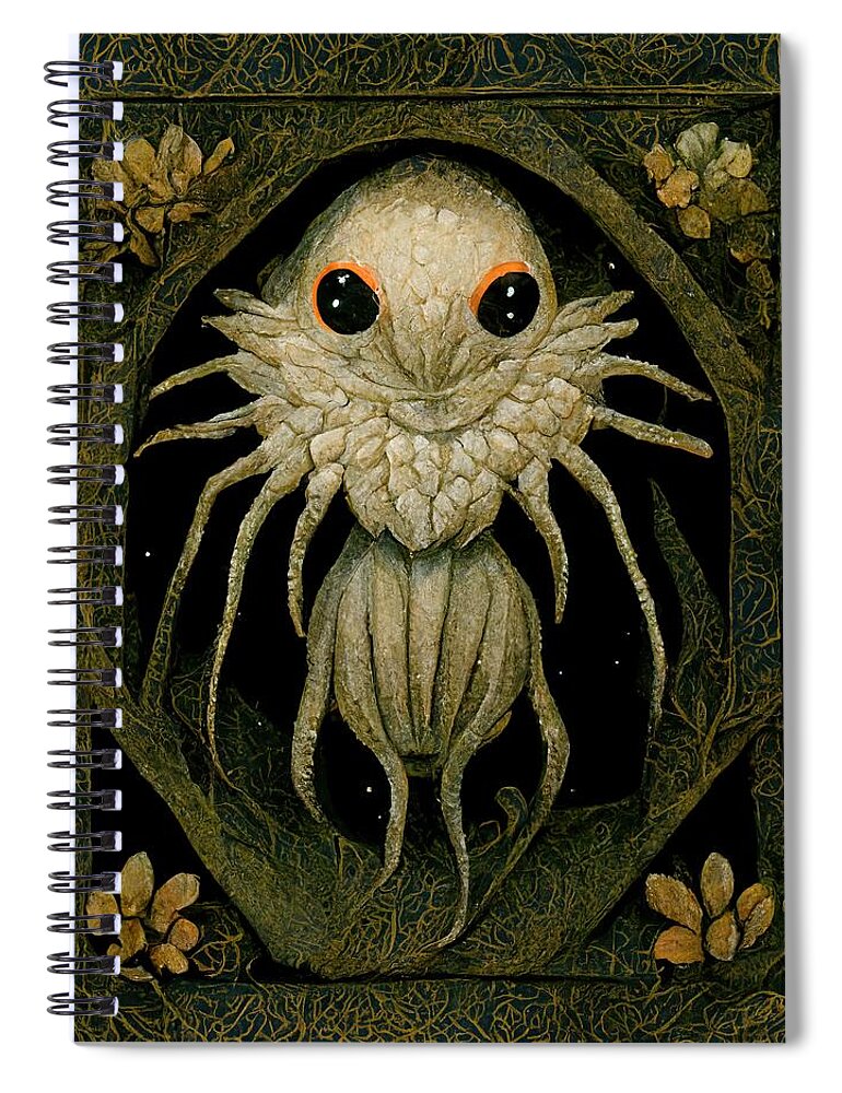 Medieval Spiral Notebook featuring the digital art Medieval Creature by Nickleen Mosher