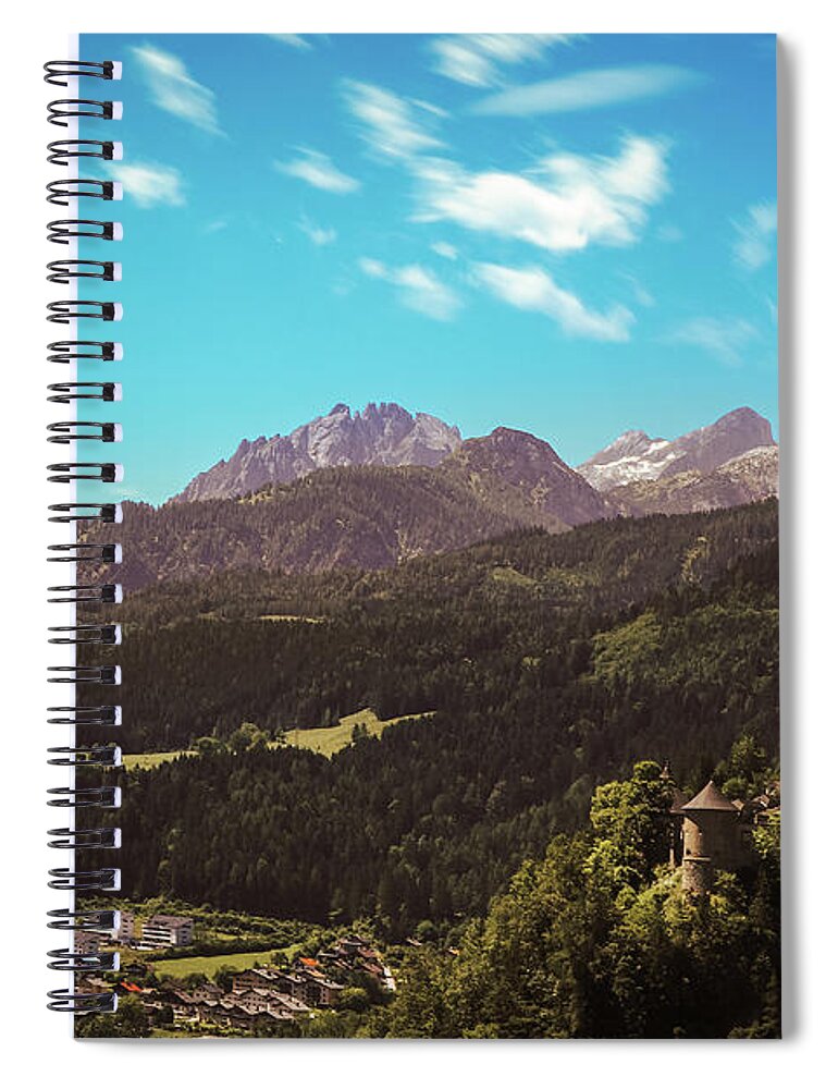 Reconstruction Spiral Notebook featuring the photograph Medieval Hohenwerfen Castle by Vaclav Sonnek