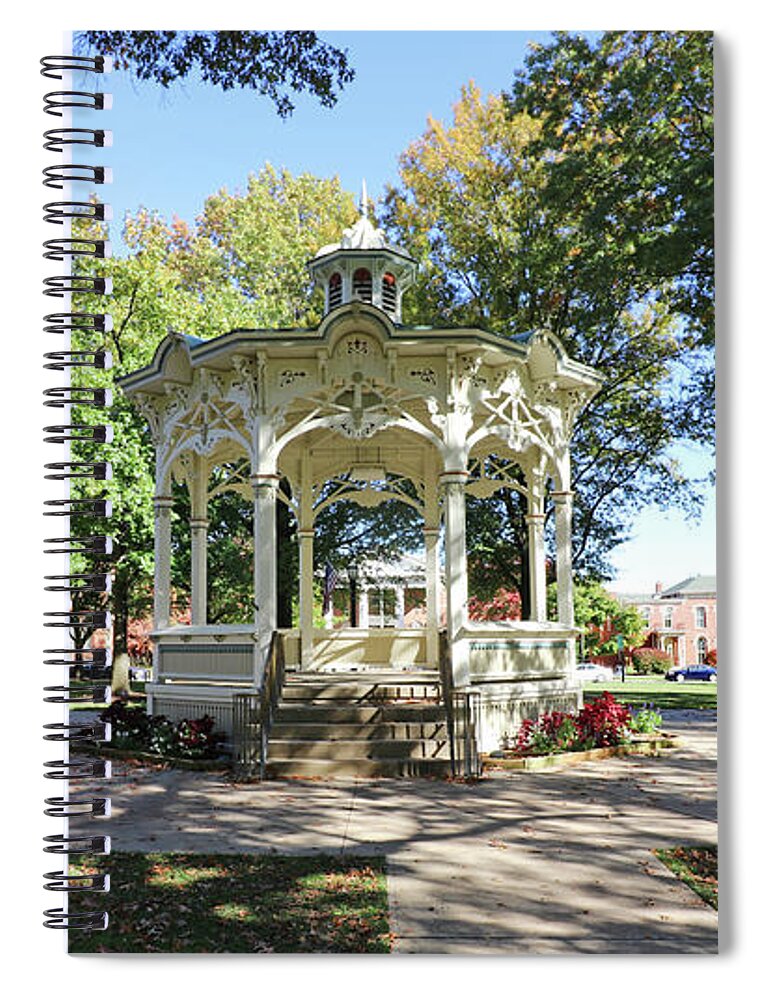 Gazebo Spiral Notebook featuring the photograph Medina Uptown Park Gazebo 4668 by Jack Schultz