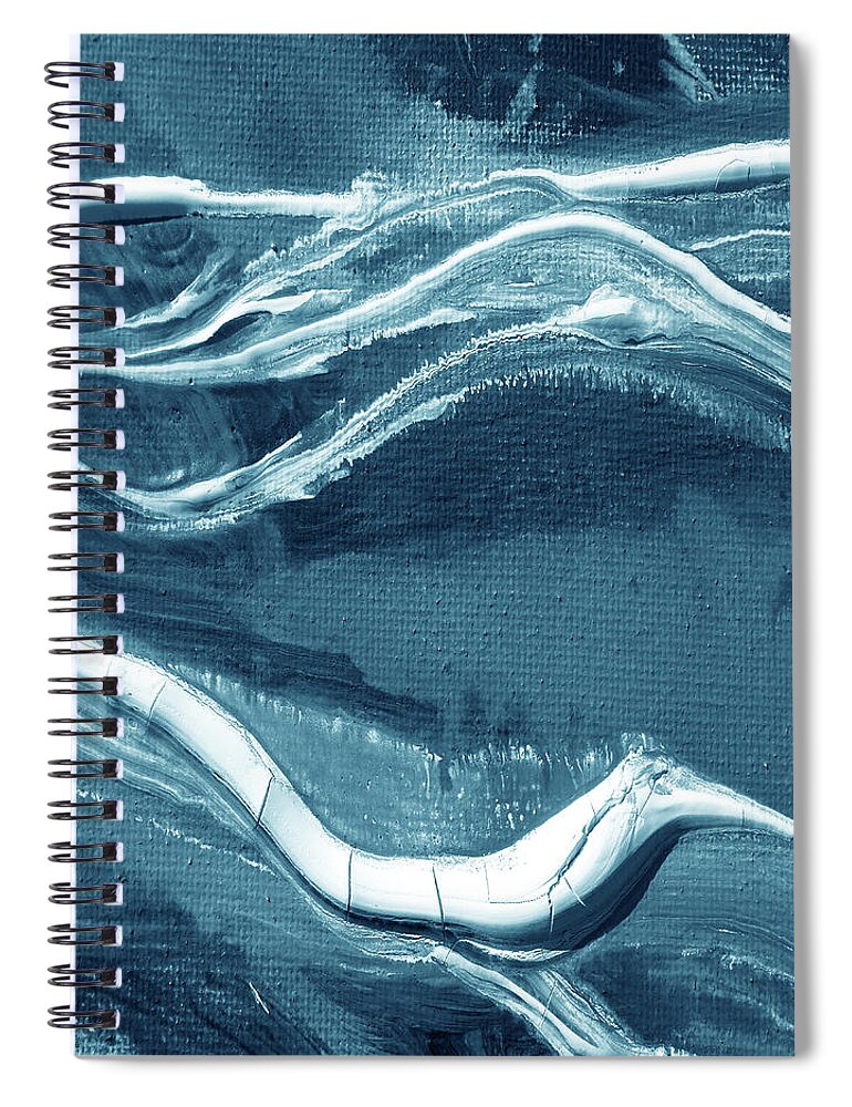 Teal Blue Spiral Notebook featuring the painting Meditate On The Wave Peaceful Contemporary Beach Art Sea And Ocean Teal Blue X by Irina Sztukowski