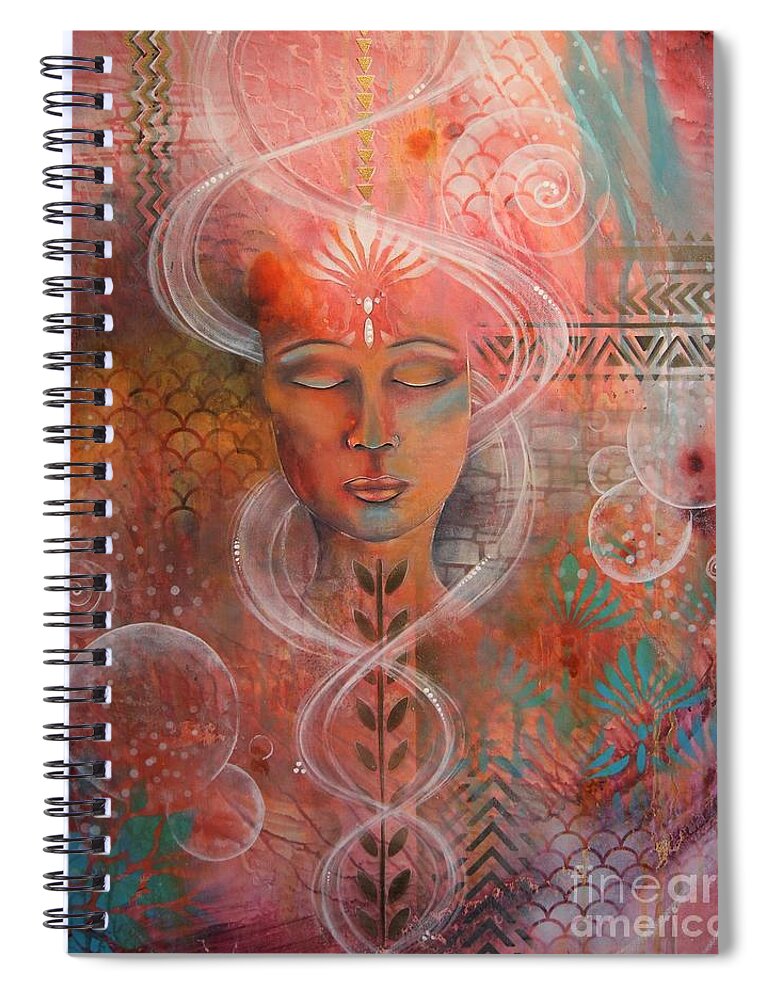 Painting Spiral Notebook featuring the painting Meditation 5 by Reina Cottier