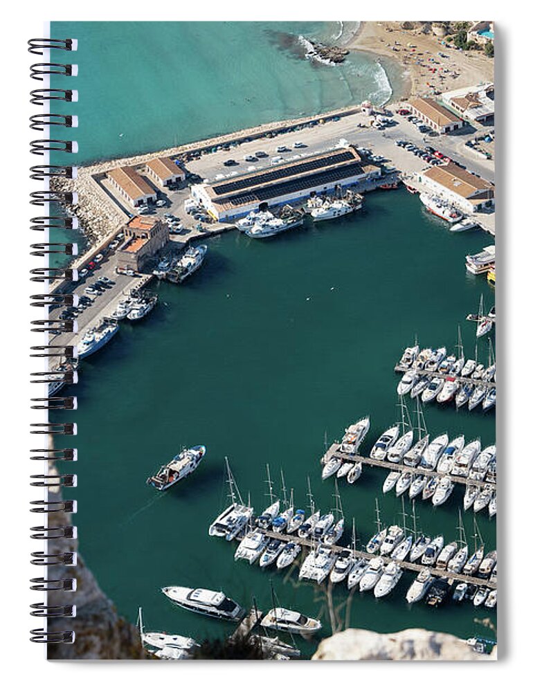 Mediterranean Spiral Notebook featuring the photograph Mediterranean coast and port in Calpe 3 by Adriana Mueller