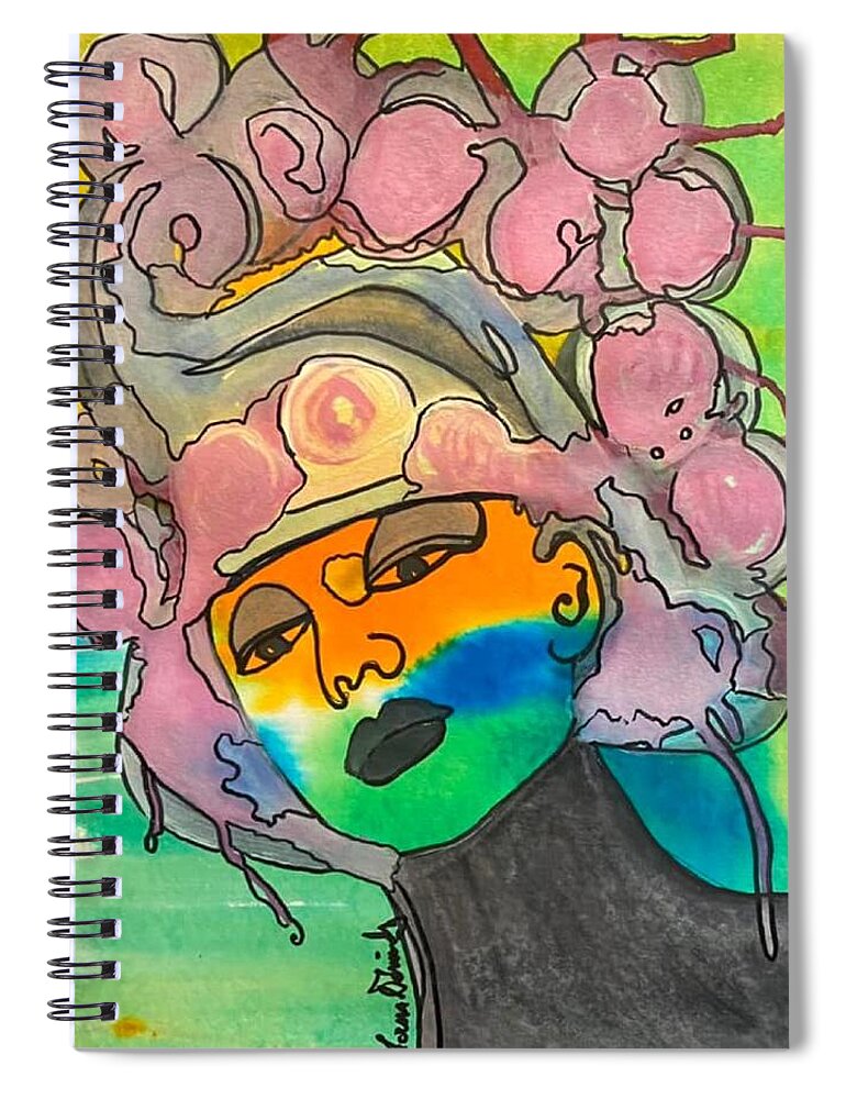  Spiral Notebook featuring the painting Meeting Myself by Lorena Fernandez