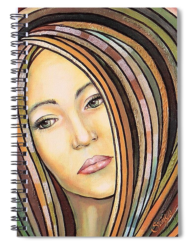 Woman Spiral Notebook featuring the painting Melancholy 300308 by Sylvia Kula