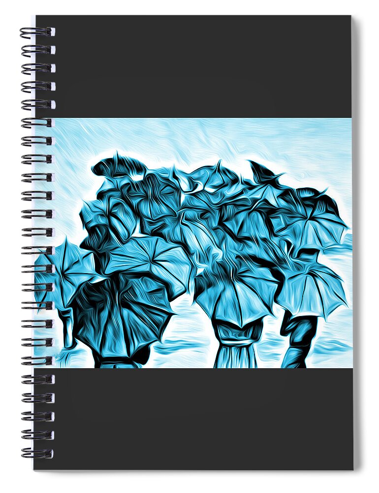 Umbrella Prints Spiral Notebook featuring the painting Melting Umbrellas by Kelly Mills