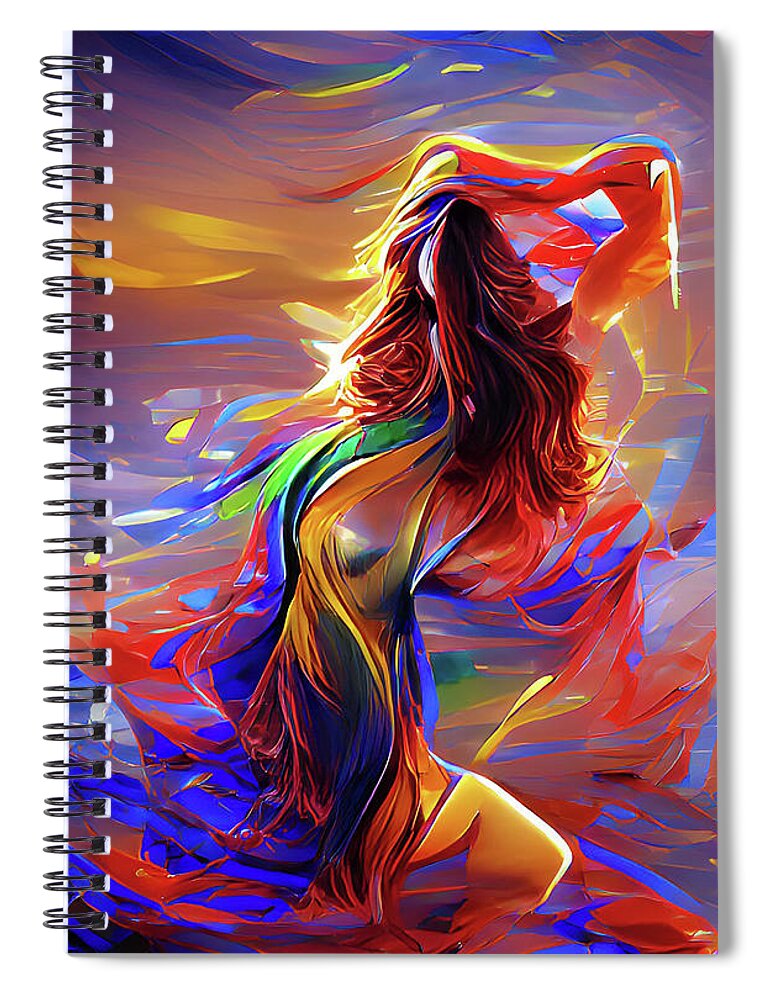 Woman Spiral Notebook featuring the digital art Melting Woman by Digital Art Cafe