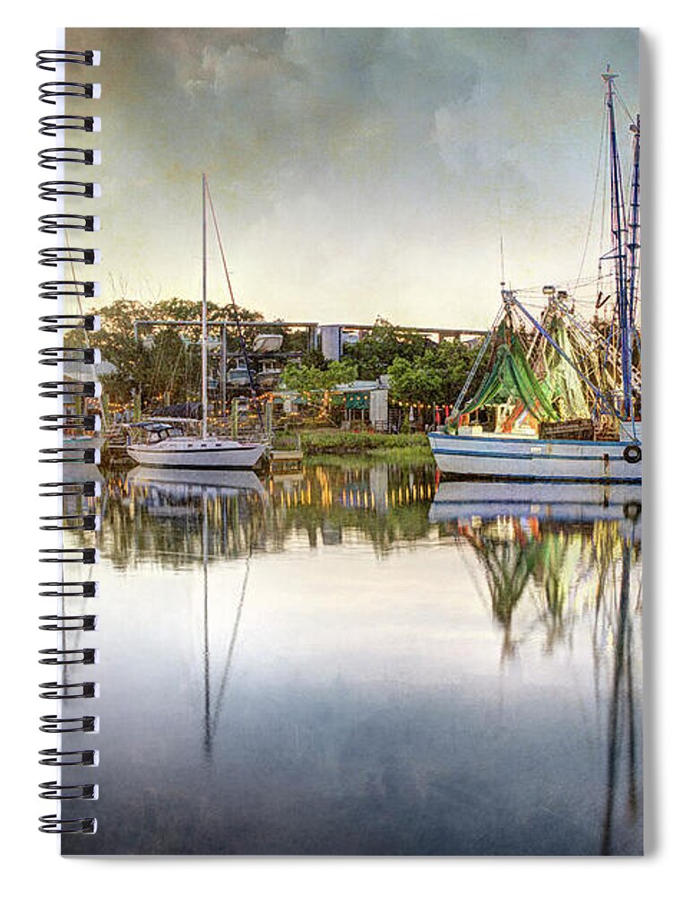 Shem Creek Spiral Notebook featuring the photograph Memories of Shem Creek by Shelia Hunt