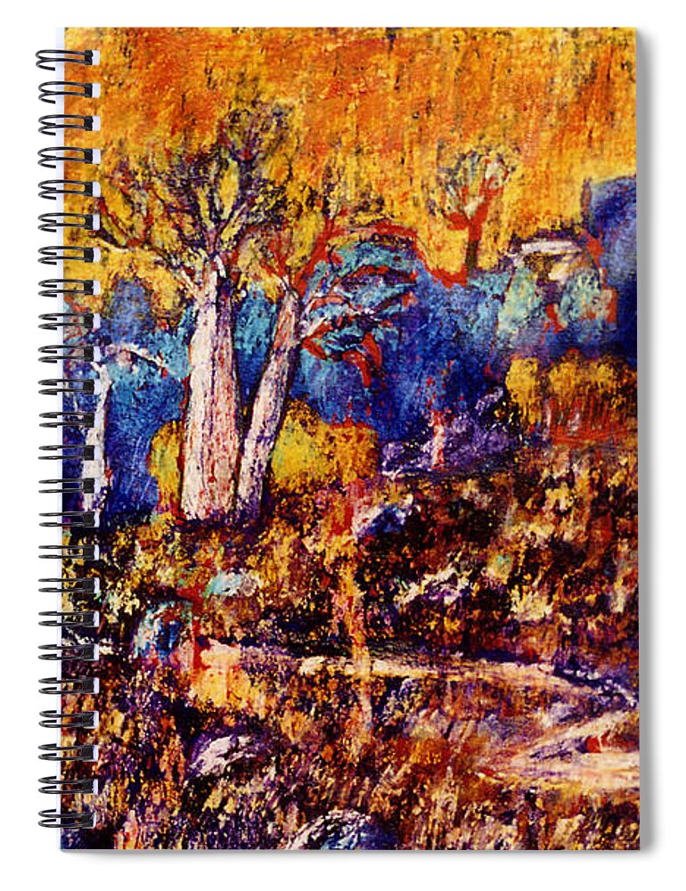 Kimberley Spiral Notebook featuring the painting Men of stone - near Windjana Gorge by Jeremy Holton