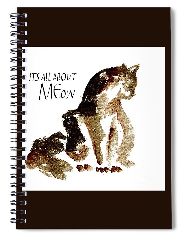 Original Watercolors Spiral Notebook featuring the painting MEow by Chris Paschke