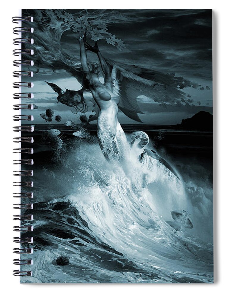 Clouds Water Horizon Spiral Notebook featuring the digital art Mermaid Syndrom by George Grie