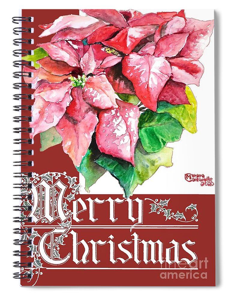 Merry Christmas Spiral Notebook featuring the painting Merry Christmas by Merana Cadorette