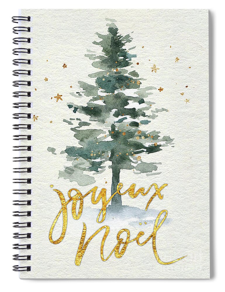 Merry Christmas Spiral Notebook featuring the painting Watercolor Christmas Tree by Modern Art