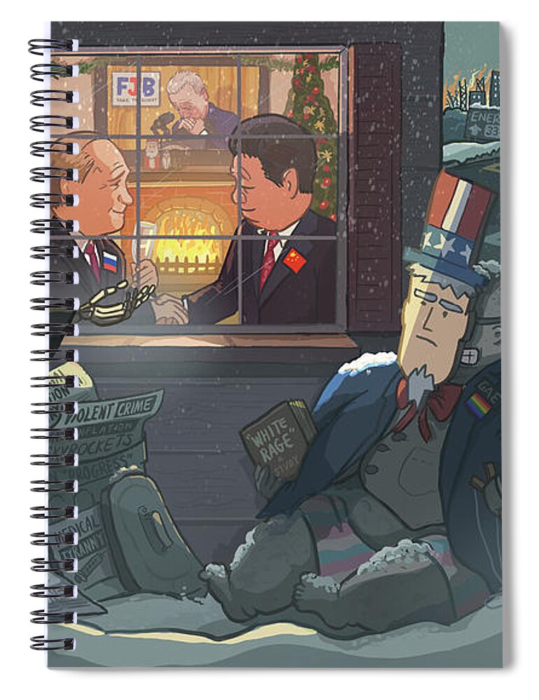 Christmas Spiral Notebook featuring the digital art Merry Christmas to Everyone Except the Globalist American Empire by Emerson Design