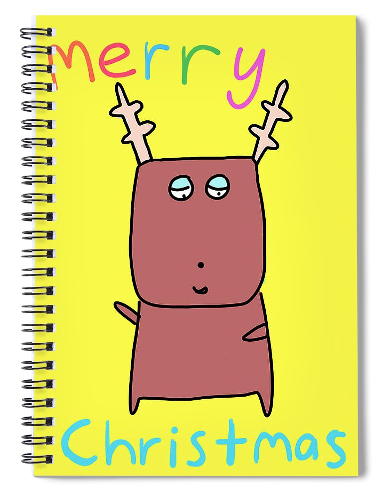 Christmas Spiral Notebook featuring the digital art Merry Reindeer by Ashley Rice