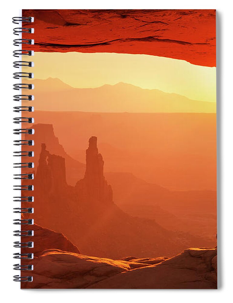 Mesa Arch Spiral Notebook featuring the photograph Mesa Arch at Sunrise by Neale And Judith Clark