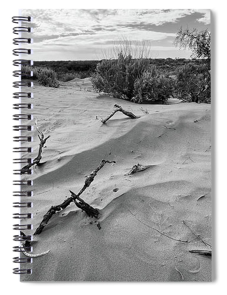 Richard Porter Spiral Notebook featuring the photograph Mesquite-BW, Mescalero Sands, Maljamar, New Mexico by Richard Porter
