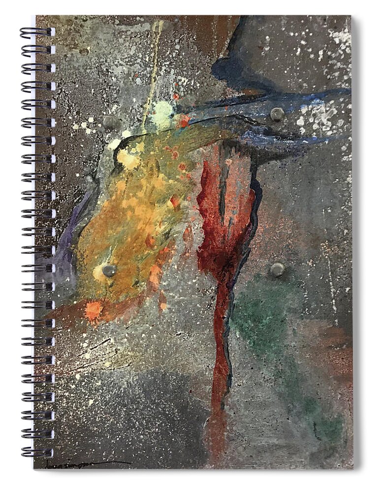 Metal Spiral Notebook featuring the mixed media Metals Two by Doug Simpson