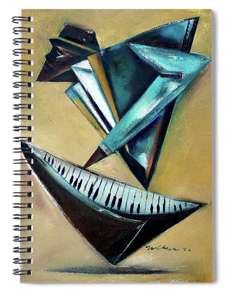 Jazz Spiral Notebook featuring the painting Metaphysic-Ali by Martel Chapman