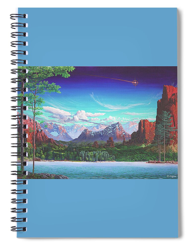 Meteor Spiral Notebook featuring the painting Meteor by Michael Goguen