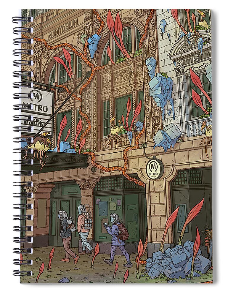 Scifi Spiral Notebook featuring the digital art Metro Chicago by EvanArt - Evan Miller