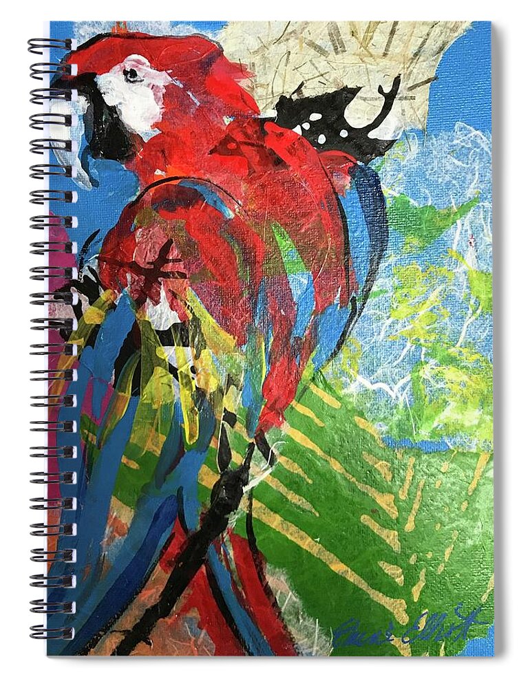 Elaineelliottart Spiral Notebook featuring the painting Mexico Macaw III by Elaine Elliott