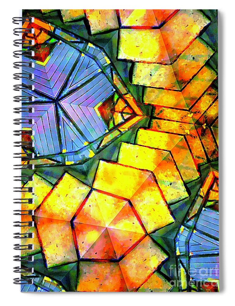 Optics Euphoria Stain Glass Spiral Notebook featuring the digital art MezzMe by Glenn Hernandez