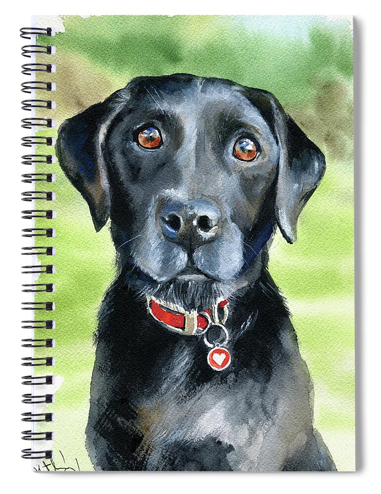 Dog Spiral Notebook featuring the painting Mia Black Dog Painting by Dora Hathazi Mendes