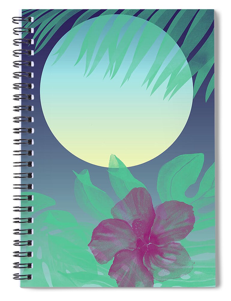 Miami Spiral Notebook featuring the digital art Miami Dreaming - Night by Christopher Lotito