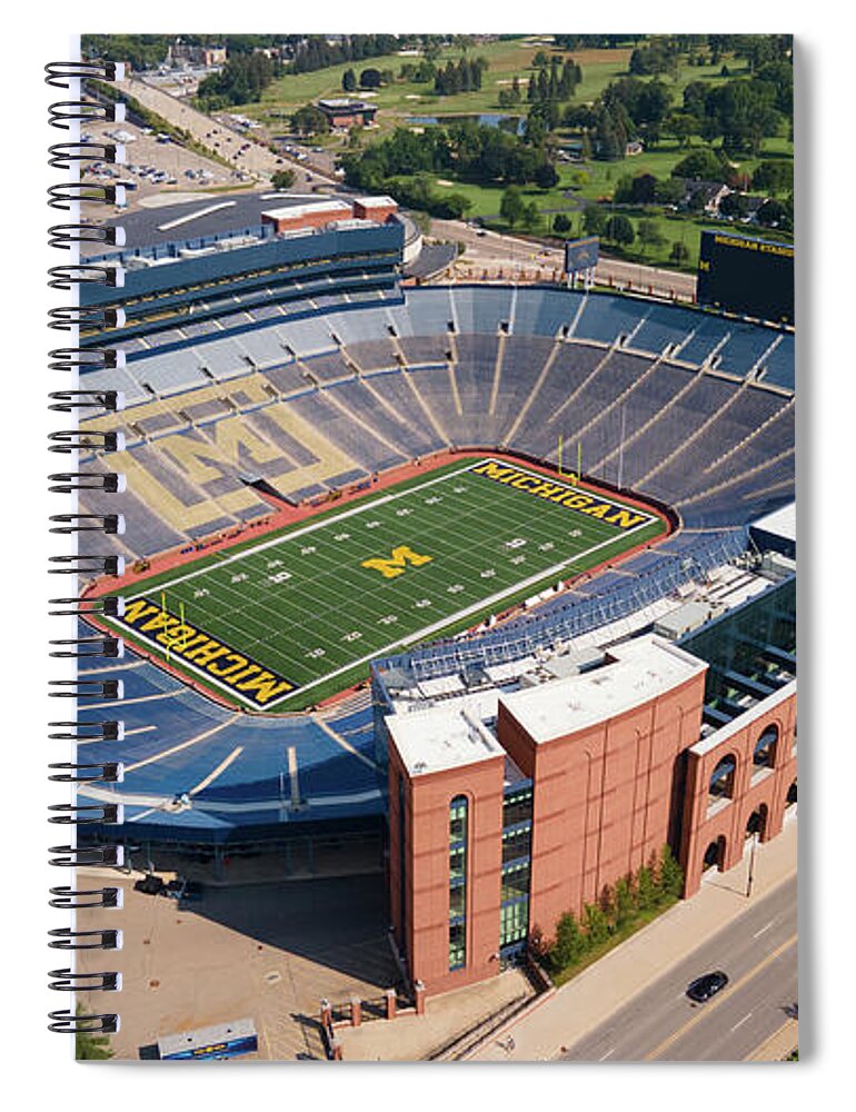 Michigan Football Spiral Notebook featuring the photograph Michigan Stadium overhead by Eldon McGraw