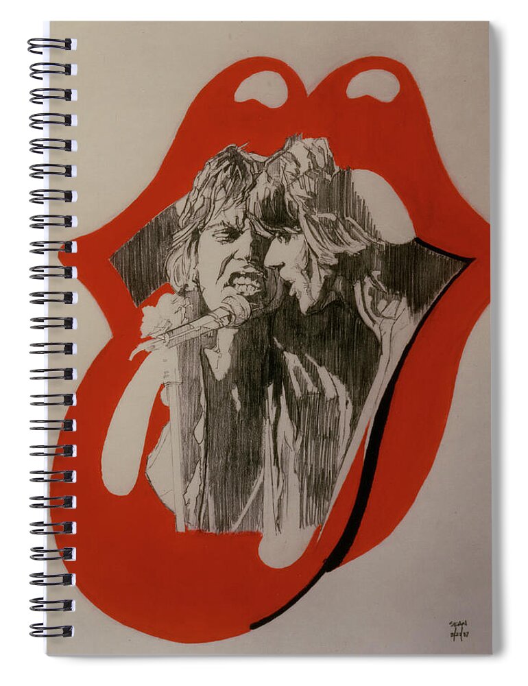 Mick Jagger Spiral Notebook featuring the drawing Mick Jagger And Keith Richards - Exiled by Sean Connolly