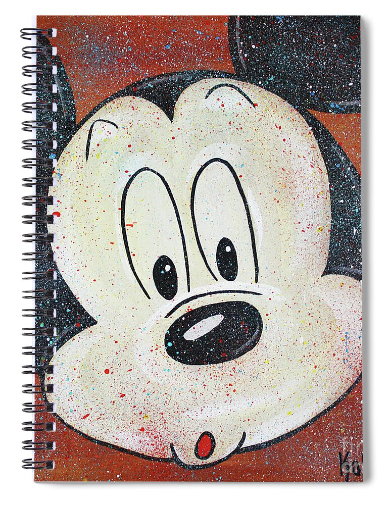 Mickey Mouse Spiral Notebook featuring the painting Mickey Mouse Hoo by Kathleen Artist PRO