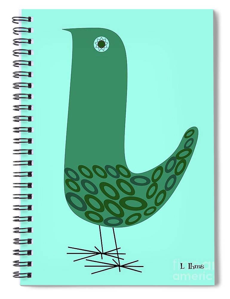 Mid Century Modern Spiral Notebook featuring the digital art Mid Century Bird by Donna Mibus
