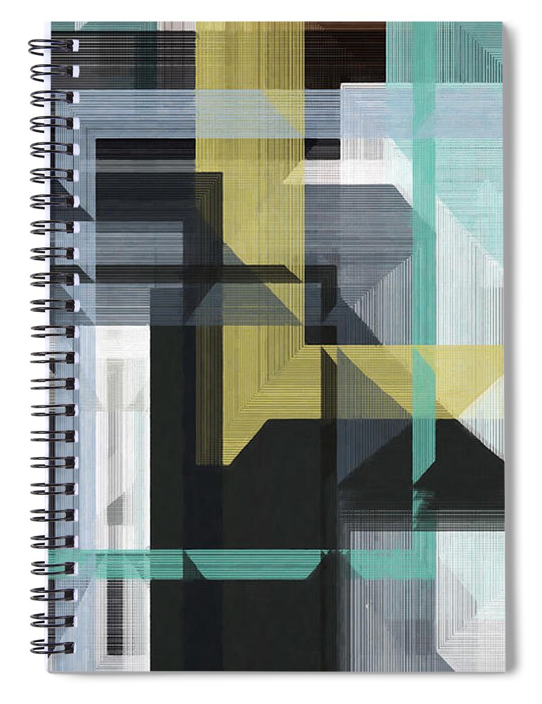Abstract Spiral Notebook featuring the digital art Mid Century Matrix by David Hansen