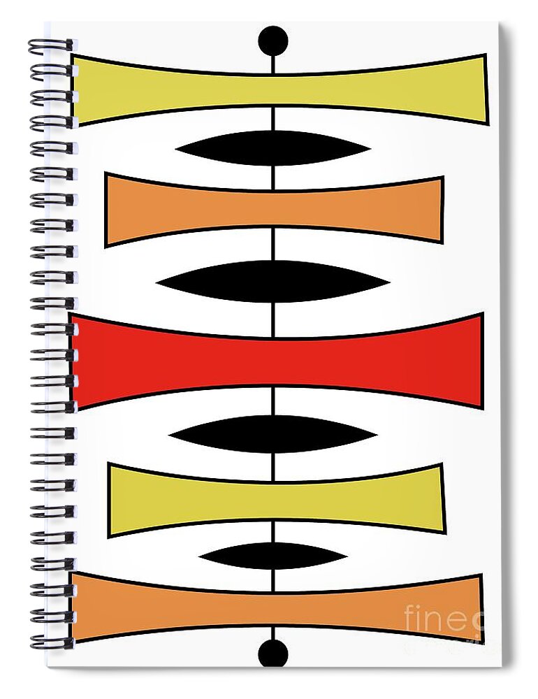 Mid Century Modern Spiral Notebook featuring the digital art Mid Century Modern Trapezoids in Warm Colors by Donna Mibus