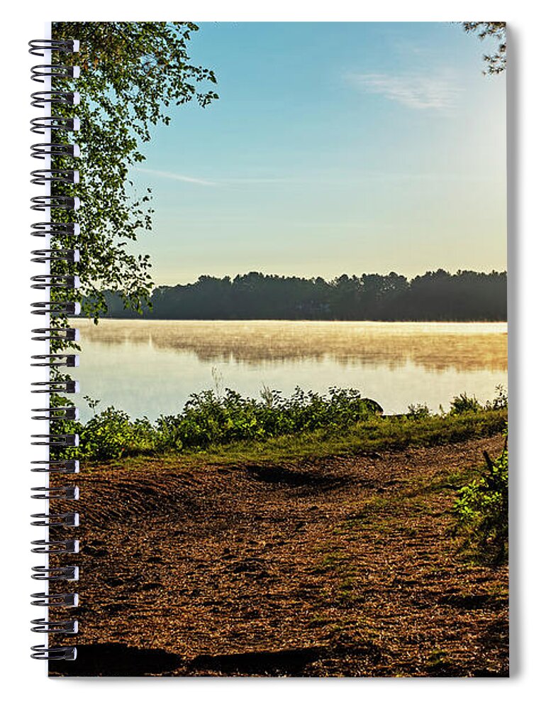 Middleton Spiral Notebook featuring the photograph Middleton Pond Middleton Massachusetts Beautiful Morning Light Path through the Trees by Toby McGuire