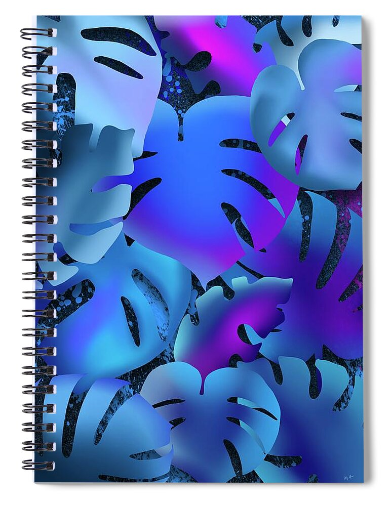 Jungle Leaves Spiral Notebook featuring the painting Midnight Jungle by Mark Taylor