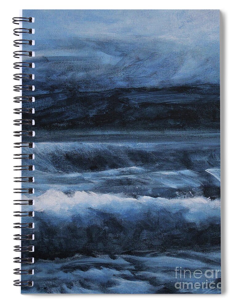 Seascape Spiral Notebook featuring the painting Midnight Ocean by Jane See