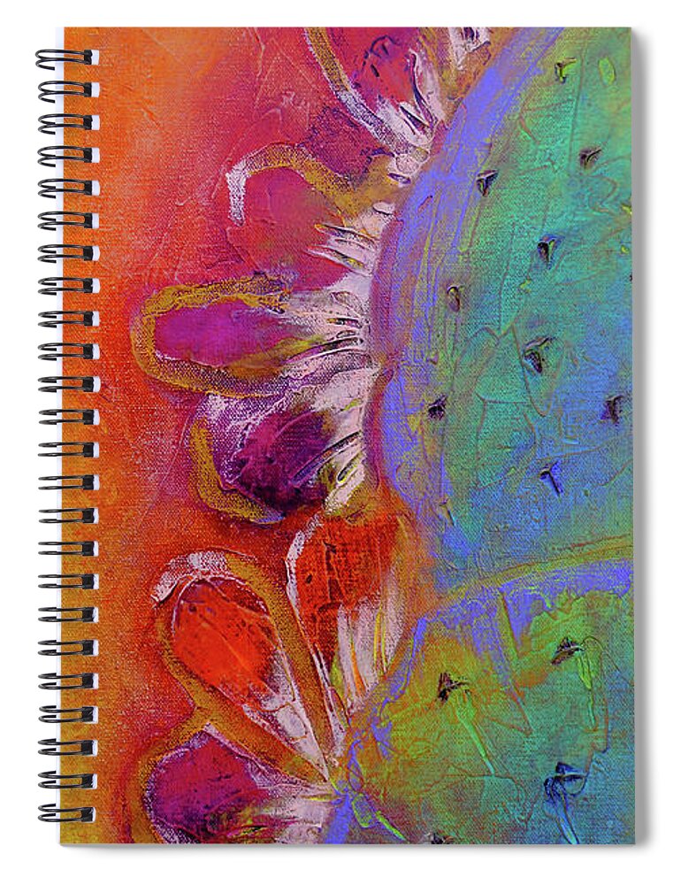 Prickly Pear Spiral Notebook featuring the painting Midnight Prickly Pear I by Robin Valenzuela